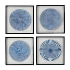 Wood Starburst Radial Plates Framed Wall Art With Black Frame Set