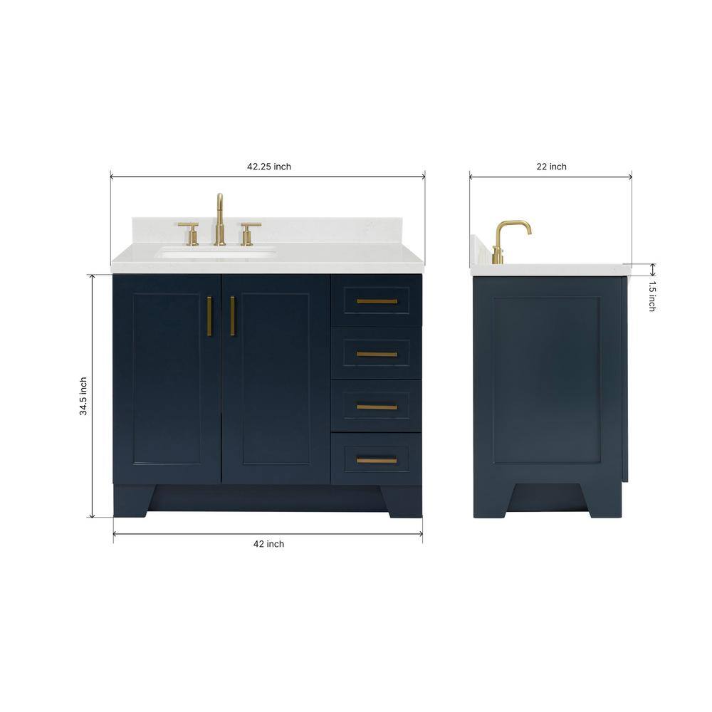 Midnight Blue 42" Single Bathroom Vanity with Quartz Top