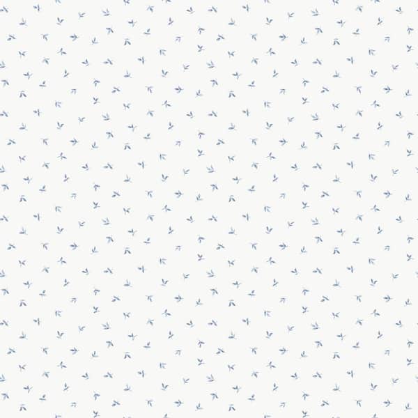 Miniatures 3-Collection Blue Mini Leaf Toss Matte Finish Vinyl on Non-Woven Non-Pasted Wallpaper Sample