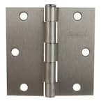 3-1/2 in. Satin Nickel Steel Door Hinges Square Radius with Screws (12-Pack)