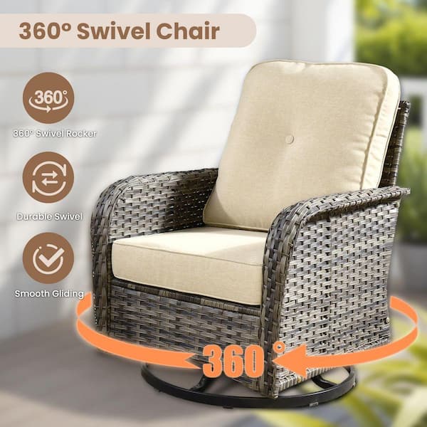 Toject Denali Gray 7-Piece Modern Wicker Patio Conversation Sofa