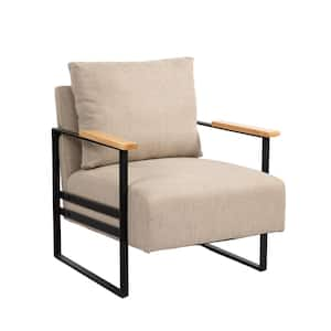 Set of 1, Urban Retreat Linen Armchair Perfect for Modern Living Spaces - Khaki