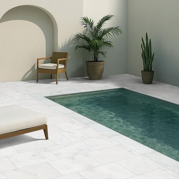 MSI Sierra White 3 cm. x 16 in. x 24 in. Sandblast Marble Paver