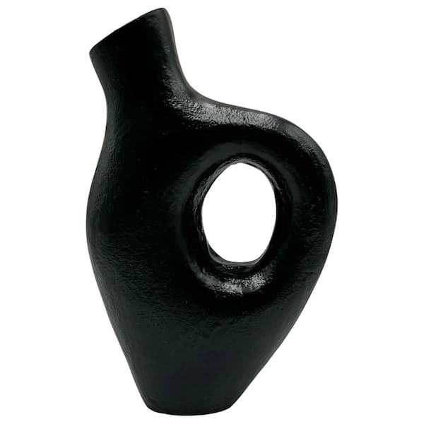 castellousa 12 in. Decorative Metal Abstract Vessel Vase in Black