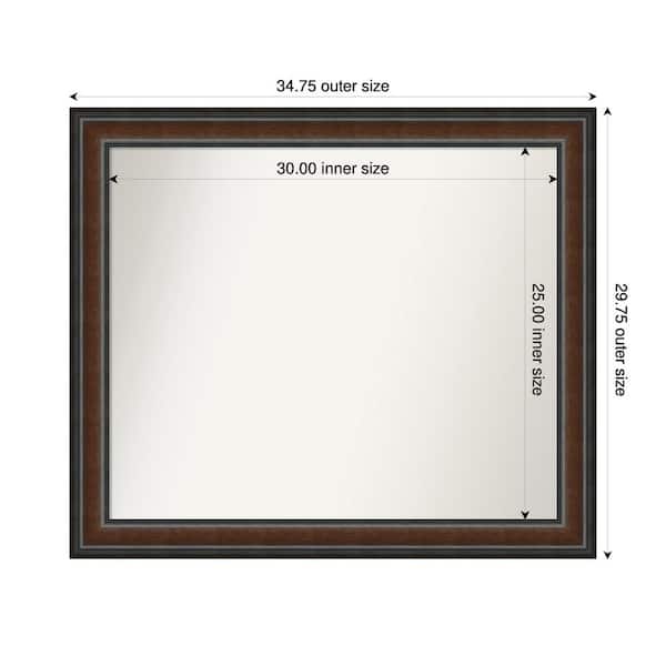 Amanti Art Cyprus Walnut 34.75 in. x 29.75 in. Custom Non-Beveled Wood Framed Bathroom Vantiy Wall Mirror