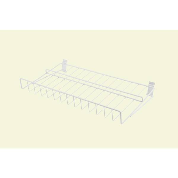 WallTech 27 in. White Steel Shoe Rack for Wire Shelving