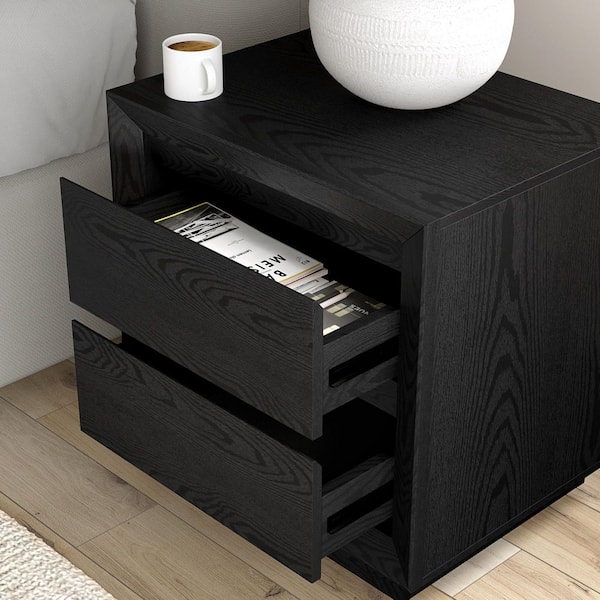 Meyer&Cross Emmett Black Grain 2 Drawer 23. 625in. W Nightstand