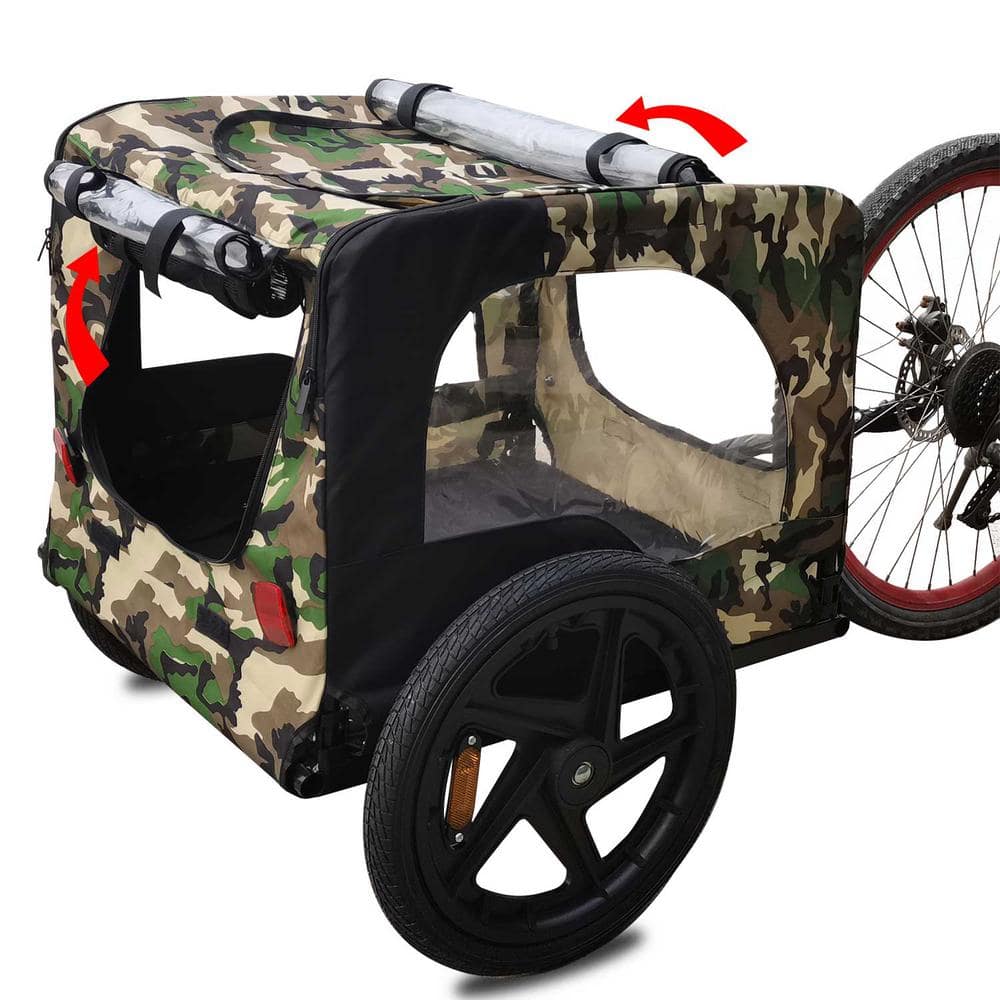 Anthracite Camouflage Foldable Bicycle Trailer Bike Trailer for Camping Pet Dog Cat Luggage Carry price history on PriceWatchPro