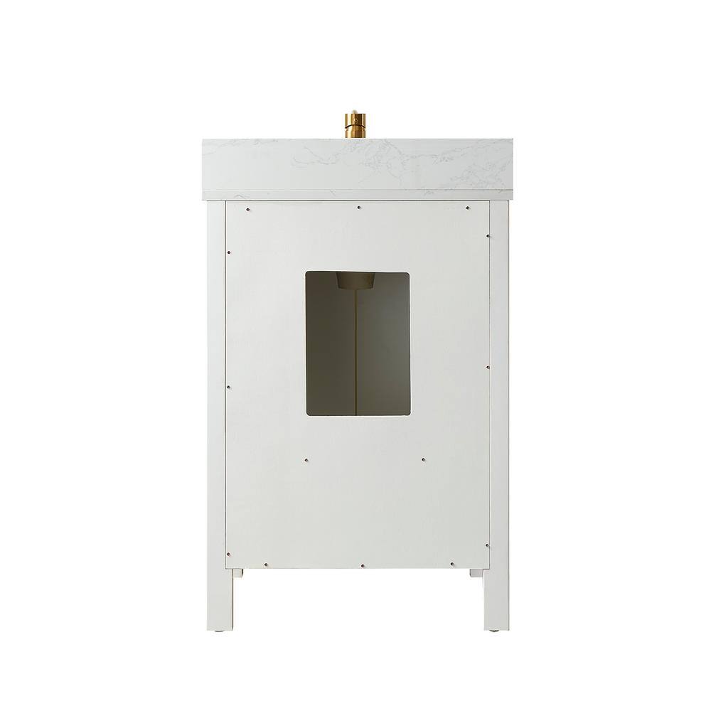 Shannon White Oak Single Sink Vanity with Stone Top and Mirror
