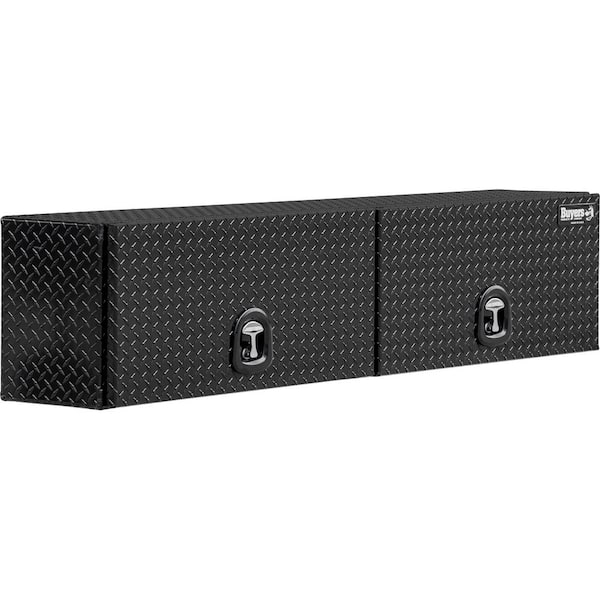 16 in. x 13 in. x 88 Gloss Black Diamond Tread Aluminum Top Mount Truck Tool Box with Flip-Up Doors