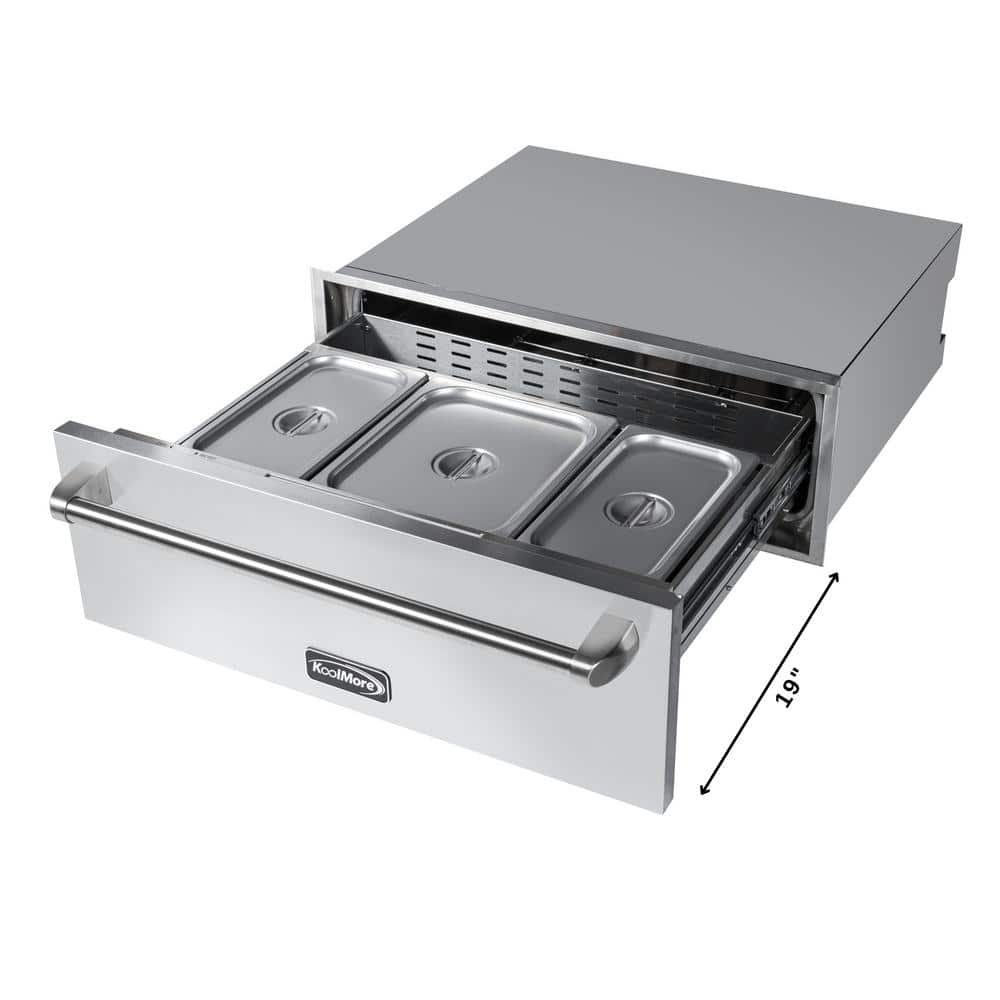 30-Inch Stainless Steel Built-In Warming Drawer with Three Compartments