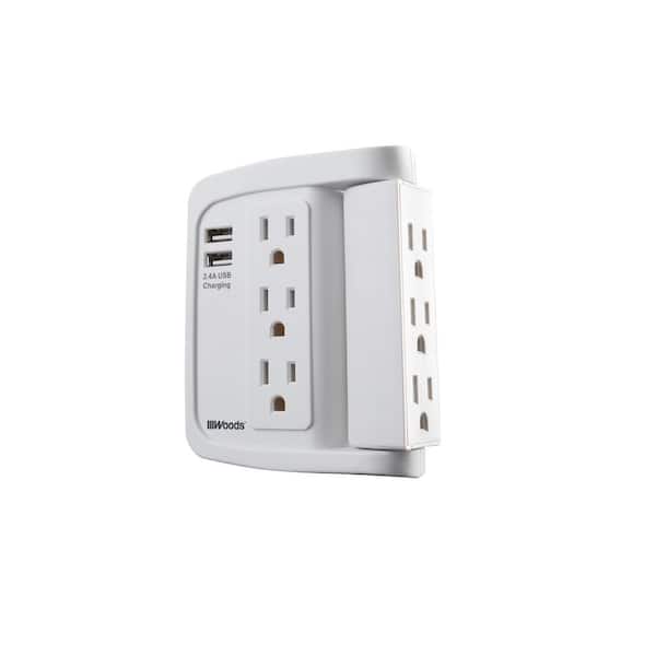 Woods 6-Outlet Surge Tap with Phone Cradle
