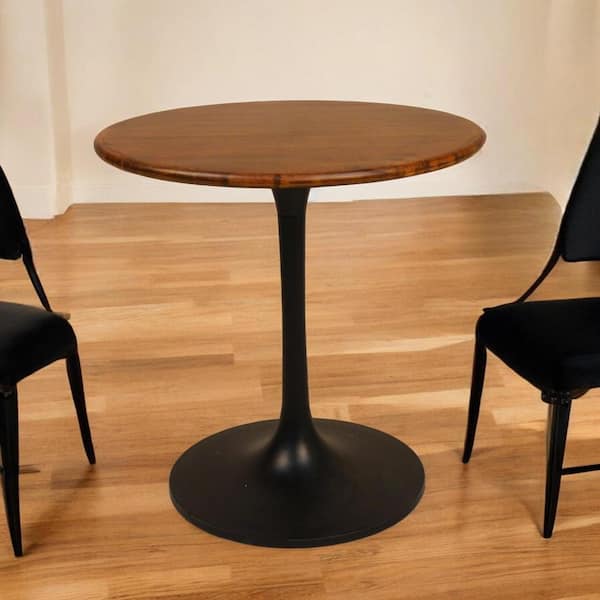 Brown Wood 30 in. Pedestal Dining Table Seats 2