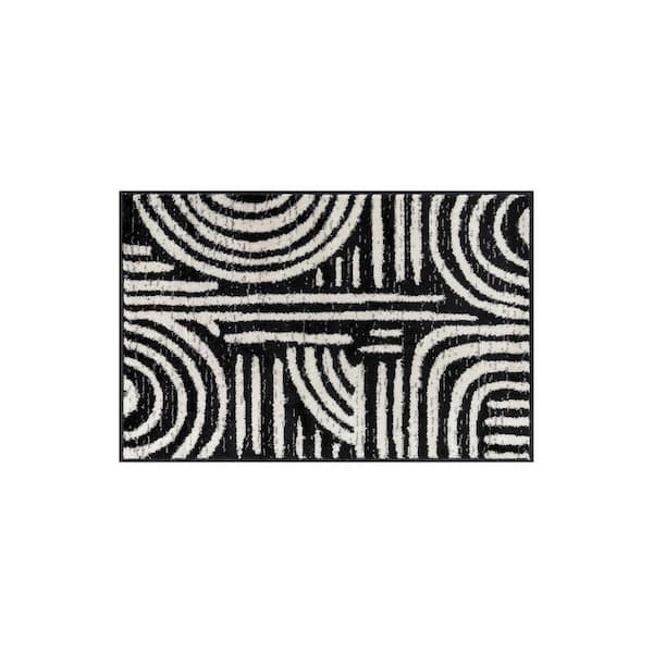 Contemporary Lines Area Rug Black 2 ft. x 3 ft. Area Rug