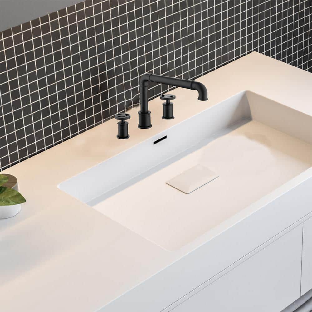 Avallon Matte Black Double-Handle Widespread Bathroom Faucet