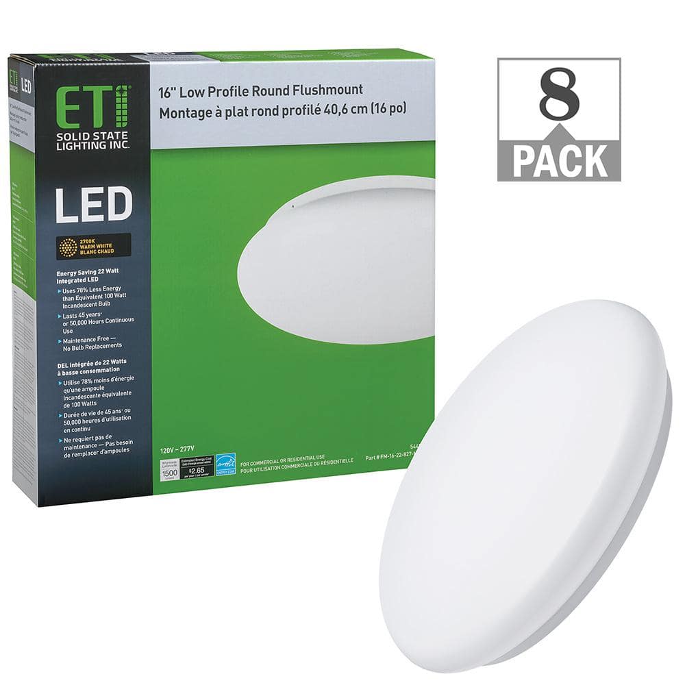 16 in. Round LED Flush Mount Ceiling Light Closet Bathroom Lighting Hallway 120-277 Volt 2700K Warm White (8-Pack) price history on PriceWatchPro