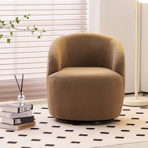 Light Brown Fabric Arm Chair with Swivel (Set of 1)