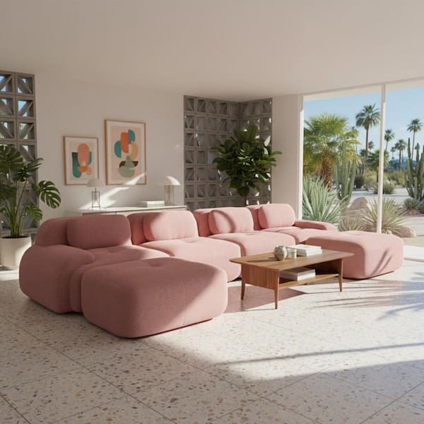 Homy Casa SMZO 152.7 in. Modular Corduroy Sectional Sofa with