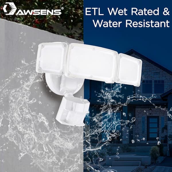 AWSENS White 40-Watt 4000-Lumen 180° Motion or Dusk to Dawn