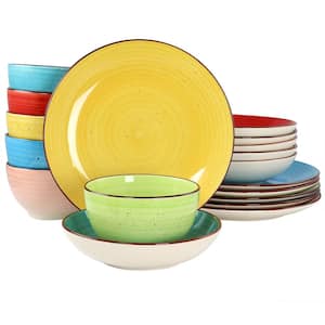 Sebastian 18-Piece Double Bowl Assorted Stoneware Dinnerware Service Set For 6