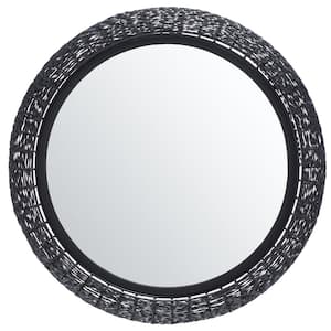 Iona 21.5 in. W x 21.5 in. H Iron Round Modern Black Matte Wall Mirror