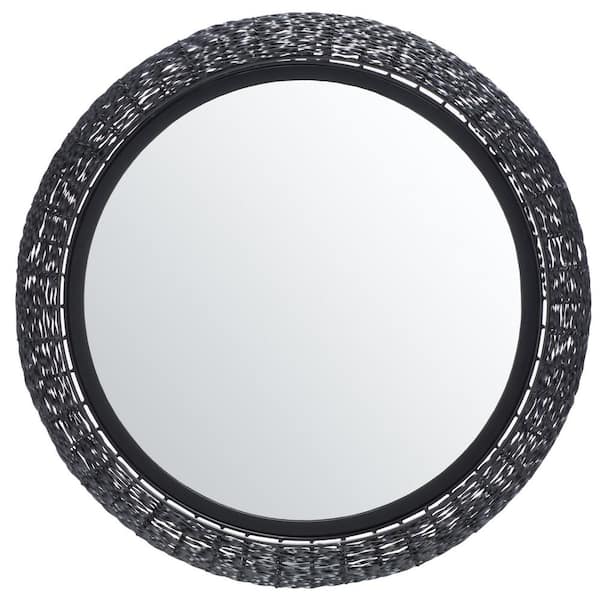 SAFAVIEH Iona 21.5 in. W x 21.5 in. H Iron Round Modern Black Matte Wall Mirror