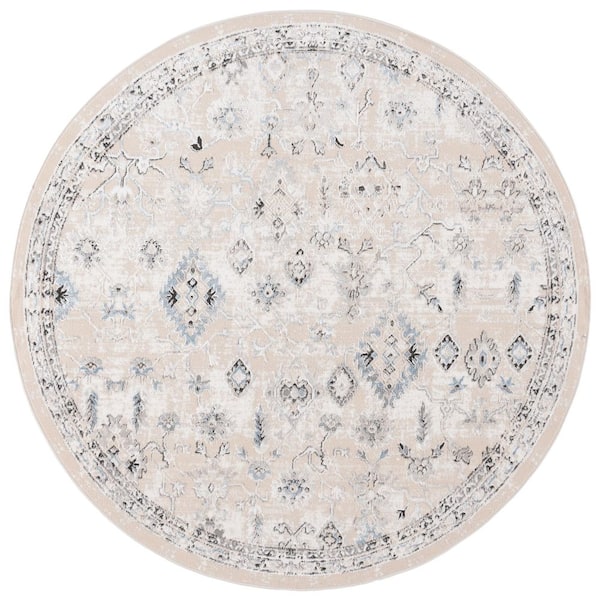 Quincy 7 ft. x 7 ft. Ivory/Beige Oriental Round Rug