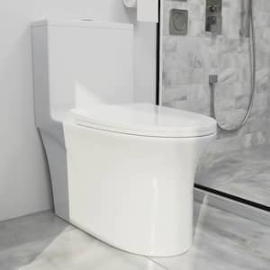 1-Piece 1.1/1.6 GPF Dual Flush Elongated Standard Toilet in Gloss White, Seat Included