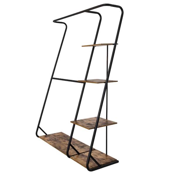 Honey-Can-Do Brown Wood Clothes Rack 17.32 in. W x 68 in. H