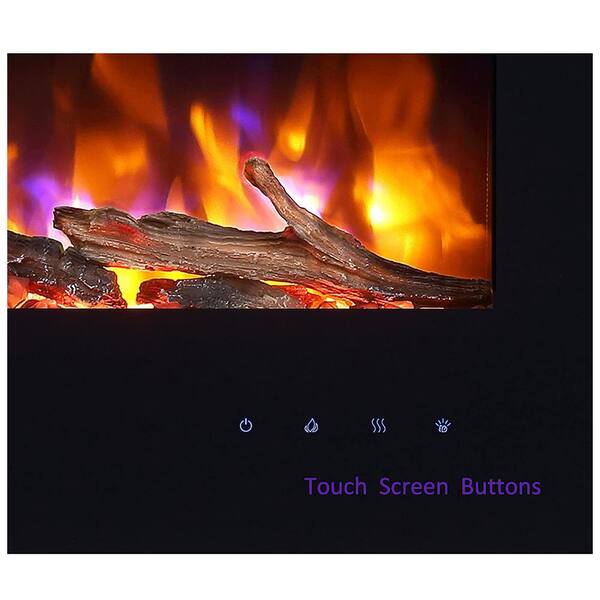 PuraFlame 40.56 in. Recessed Metal Electric Fireplace Log Set and Crystal  1500W Heater in Black HM172B - The Home Depot
