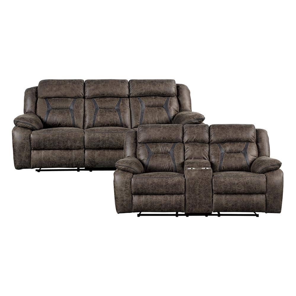 Driscoll 84.5 in. W. Pillow Top Arm Microfiber Rectangle 2-Piece Manual Rec