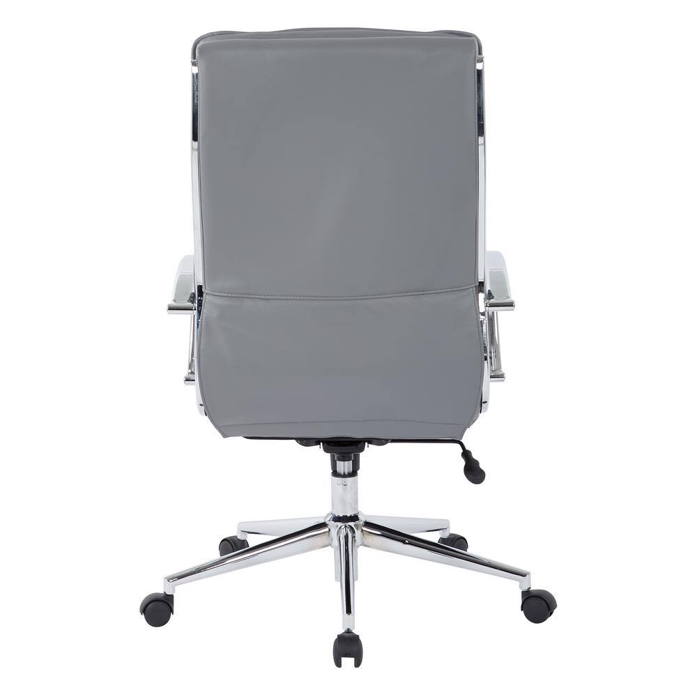 Charcoal High Back Executive Leather Swivel Chair with Metal Accents