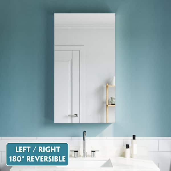 WYonder 20 in. W x 36 in. H Rectangular Aluminum Recessed/Surface Mount (Reversible) Medicine Cabinet with Mirror