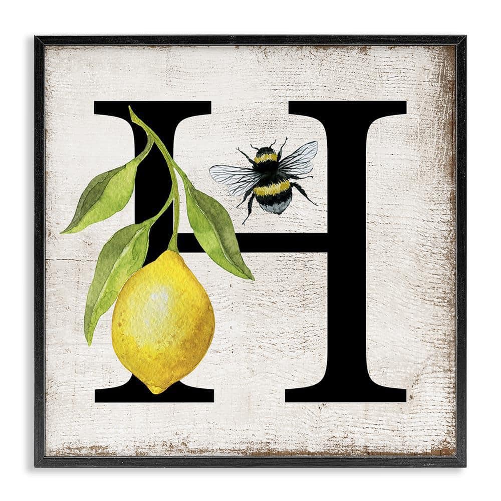 Lemon and Bee H Letter by Creatif Belle Black Framed Animal Giclee Art Print 24 in. x 24 in. price history on PriceWatchPro
