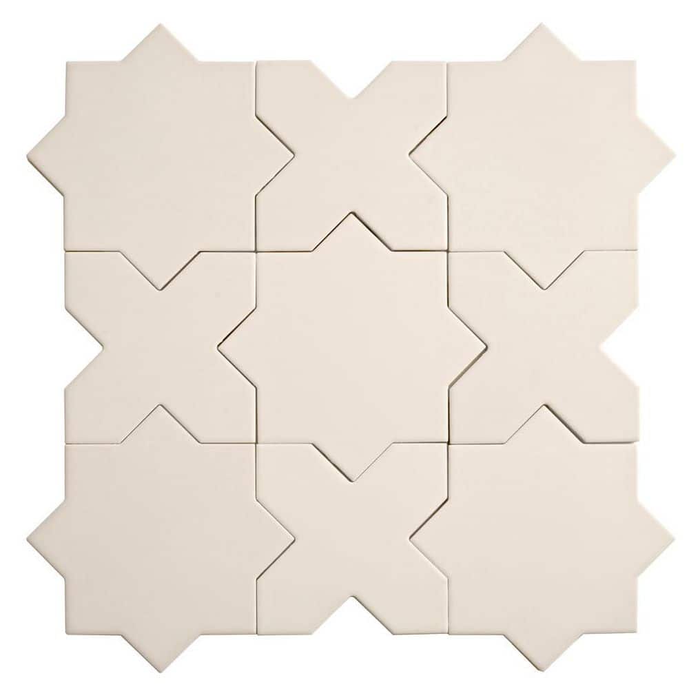 Seville 7 in. x 12 in. Light Gray Star and Cross Matte Porcelain Wall and Floor Sample Tile (0.51 sq. ft. ) price history on PriceWatchPro