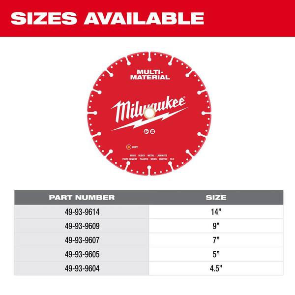 Milwaukee 9 in. Multi-Material Diamond Blade