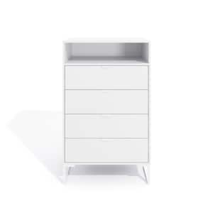 Meridian 4-Drawer White Tall Dresser 47.63 in. H x 29.13 in. W x 17.7 in. D