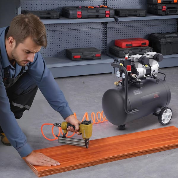 Air Compressor, 8 Gal. Steel Tank, 1HP 2.2 CFM@90 PSI Oil Free Air Compressor & Max. 120PSI Pressure, 80dB Compressor