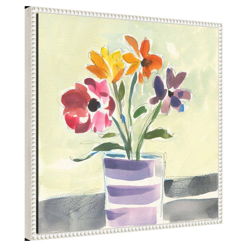 Morning Flowers Vibrant Canvas Art with White Floater Frame