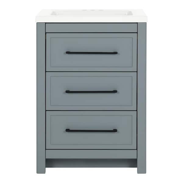 Hailey 25 in. Single Sink Laguna Blue Bath Vanity with White Cultured Marble Top (Assembled)