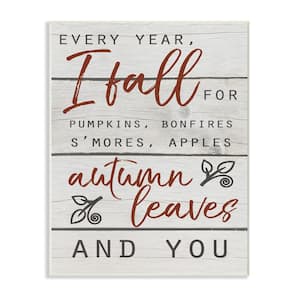 10 in. x 15 in. "Every Year I Fall For You Red and Grey Typography" by Daphne Polselli Printed Wood Wall Art