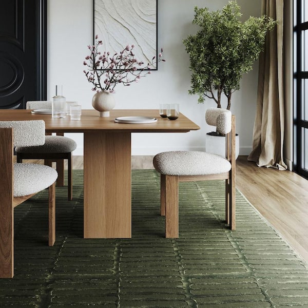 Kailani Geometric Machine Washable Green 8 ft. x 10 ft. Modern Area Rug