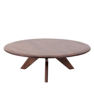 Parker 43 in. Light Mahogany Large Round Wood Coffee Table
