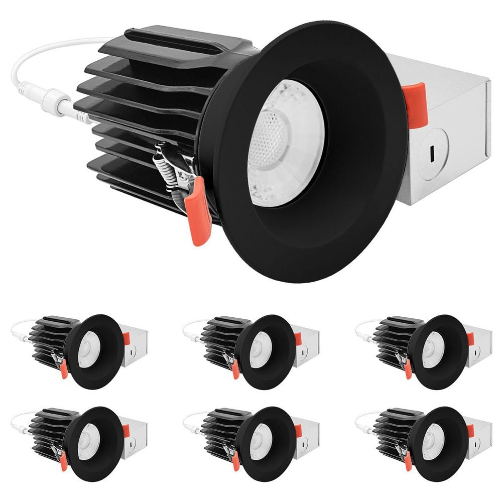 3 in. Integrated LED Regressed Canless Spotlight Plus Round Black Trim,5CCT,15W,1250LM,CRI90,Dimmable 38° Beam 6 Pack price history on PriceWatchPro