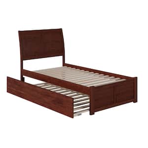 Portland Twin Extra Long Bed with Footboard and Twin Extra Long Trundle in Walnut