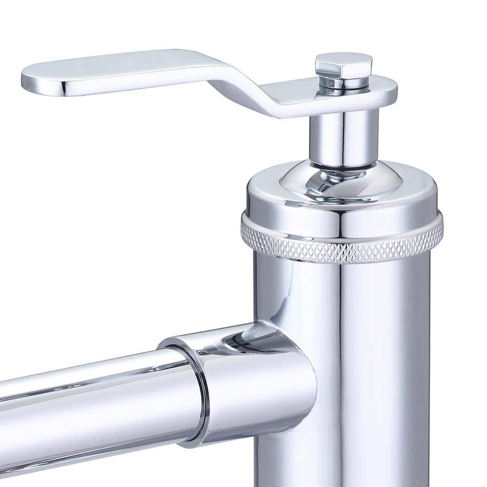 Chrome Single Handle Low Arc Bathroom Faucet with Drain Kit