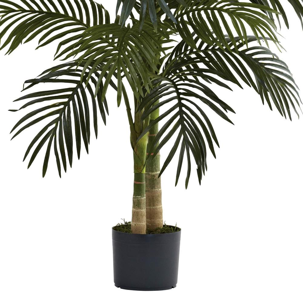 Natural 4 ft. Green Artificial Golden Cane Palm Tree in Pot