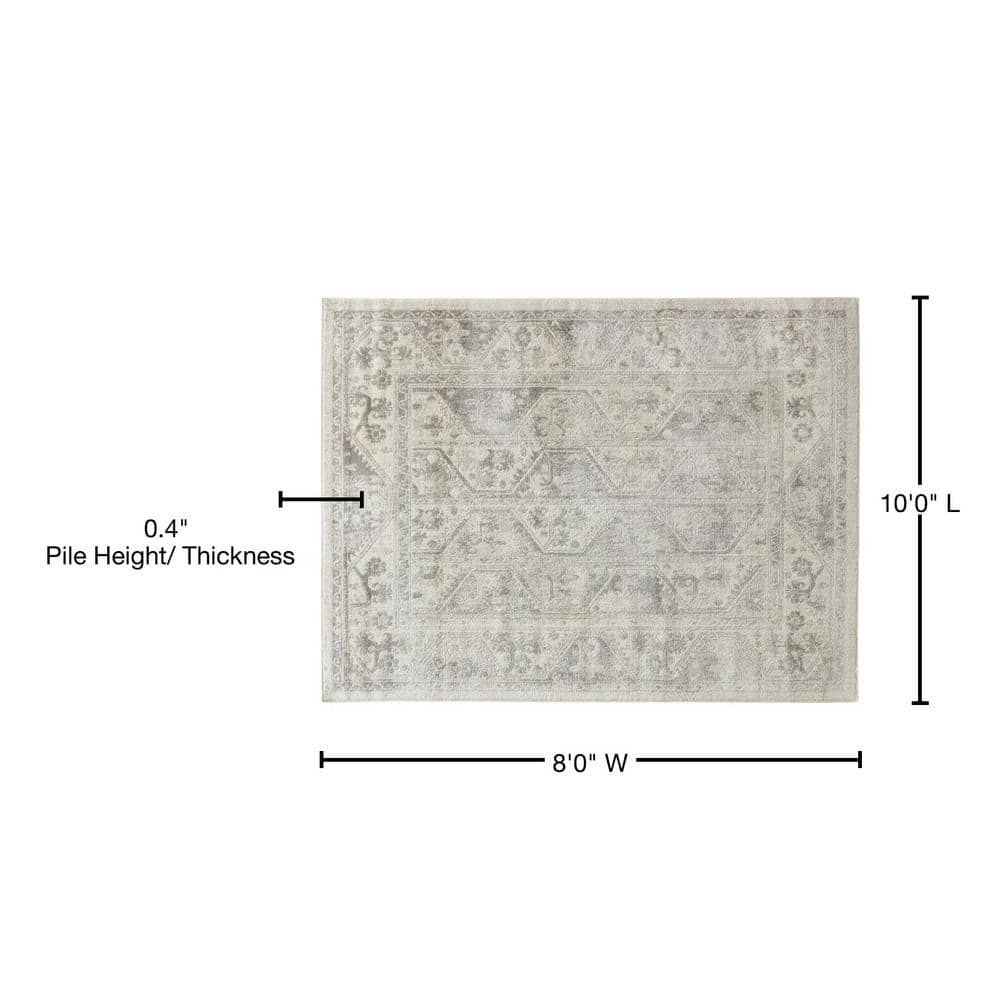 Beige and Cream Rectangular Medium Pile Area Rug