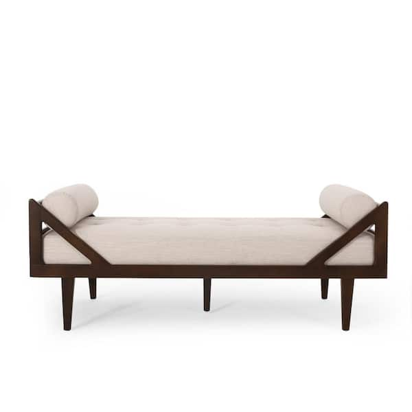 Noble House Ashtabula Beige and Dark Brown Tufted Chaise Lounge