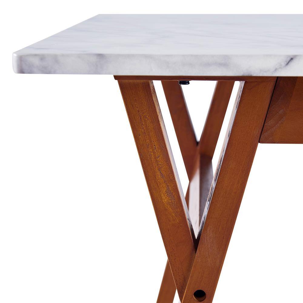 Ashton Faux Marble and Walnut Rectangular Dining Table